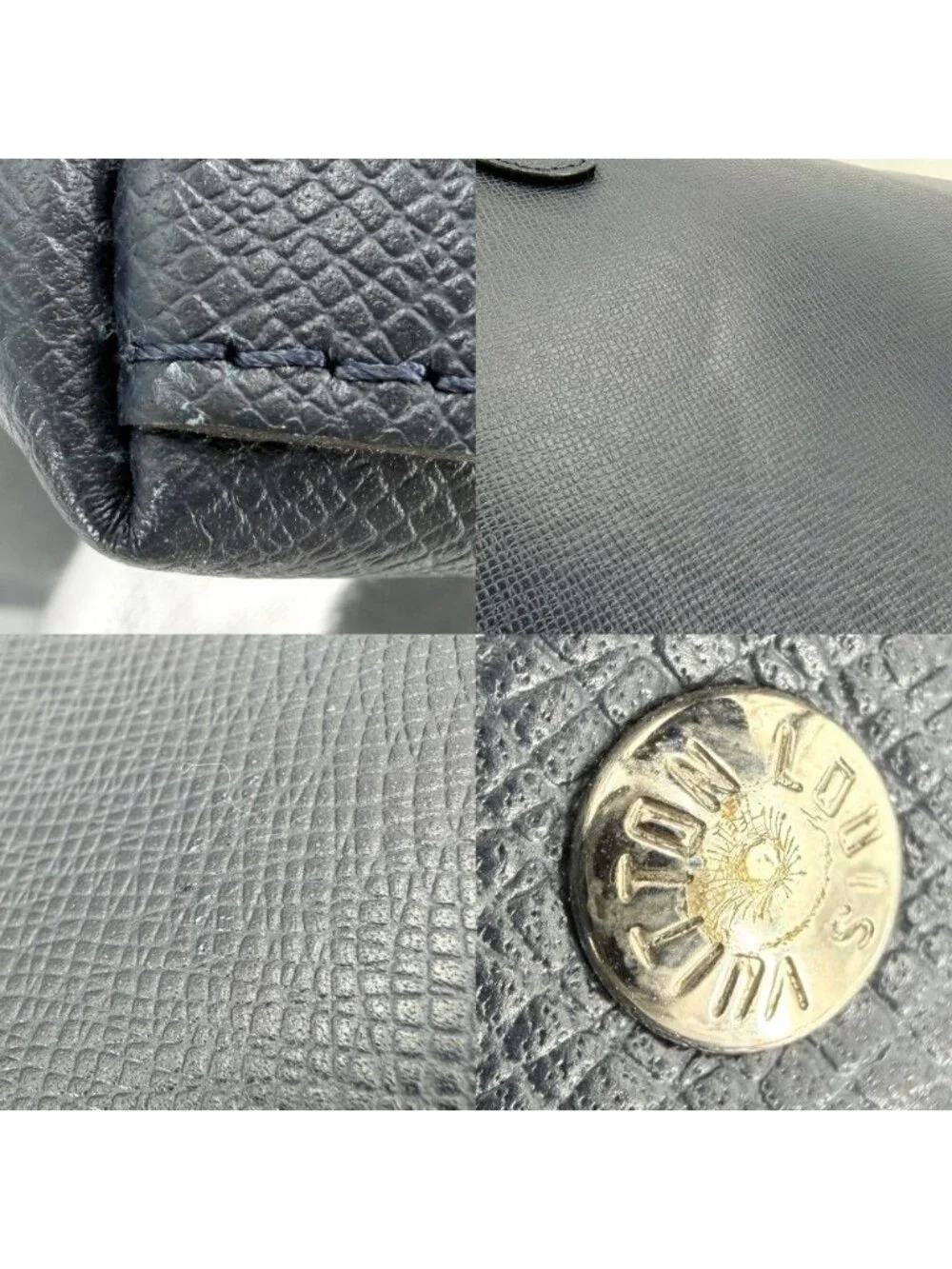 Louis Vuitton 2-Way Taiga Anton Tote Shoulder Bag Crossbody Business Navy